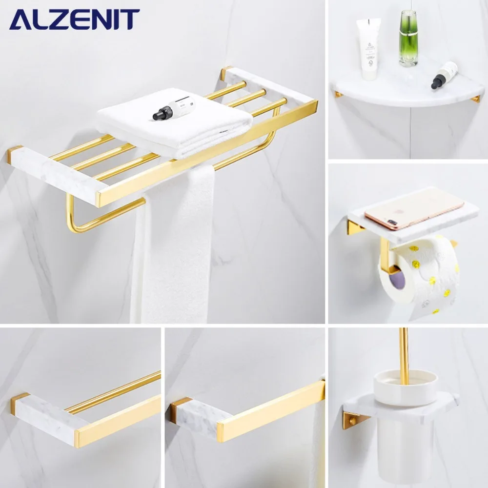 

Креативная медная вешалка для полотенец для ванной комнаты, туалетная щетка, латунная полка для хранения, мраморный держатель для салфеток, набор аксессуаров для ванной комнаты, Porte Serviette