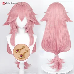 Spiel Yae Miko Cosplay Perücke 85 cm Lange Rosa Farbverlauf Perücken Inazuma Yae Miko Perücken Hitzebeständige Synthetische Haar Halloween Anime perücke