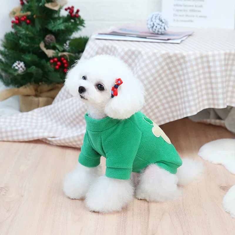 Pet Christmas Dress Christmas Elk Dog Clothes Couple Two Leg Clothes Bear Teddy Dog Autumn/Winter Velvet Clothes Dresses