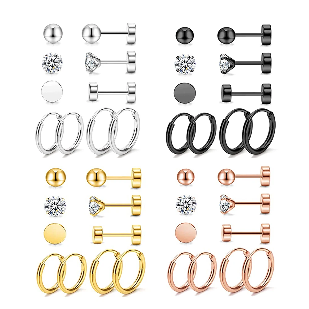 5 Pairs of Classic and Fashionable Stainless Steel WOMEN'S Earring Sets