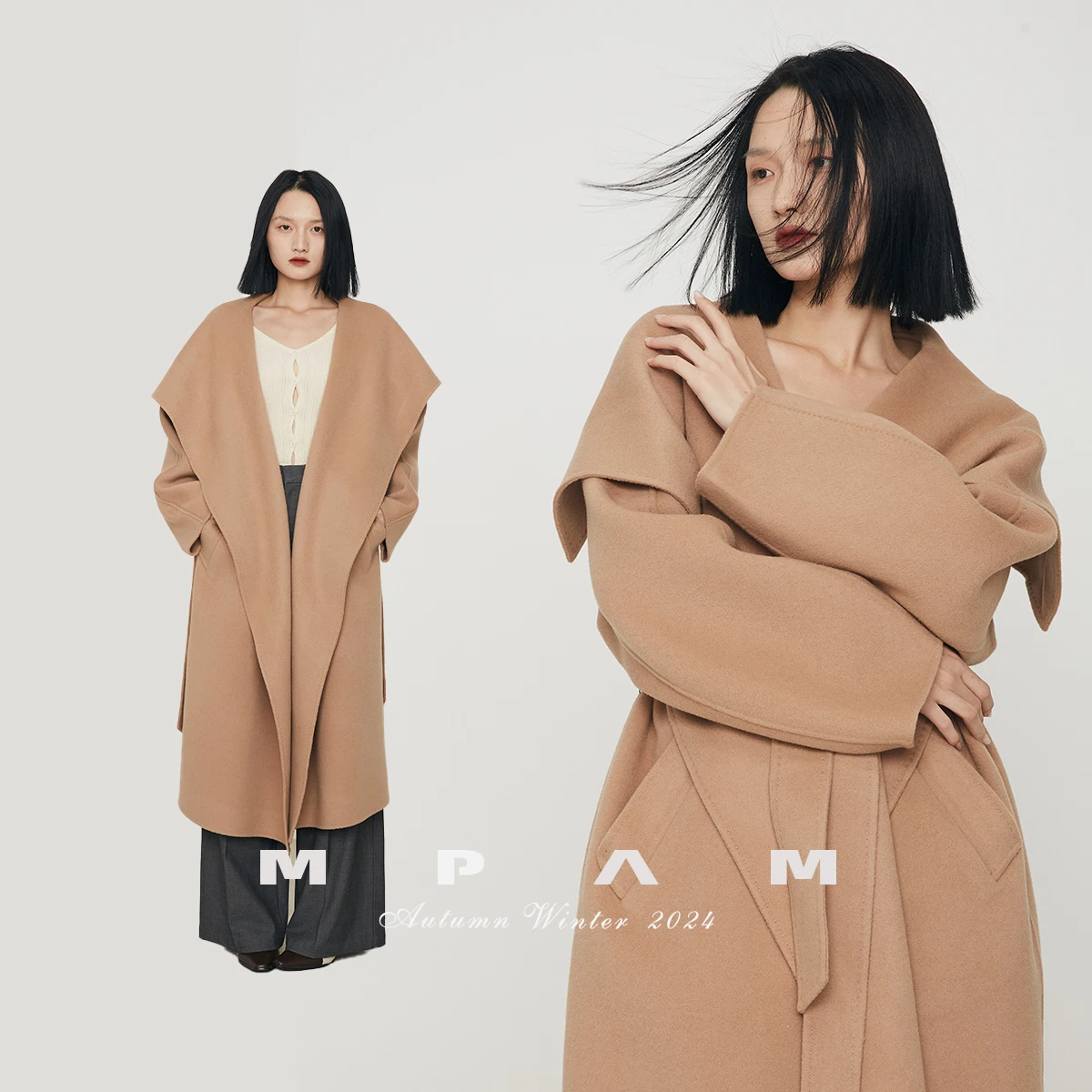 

Mpam Autumn and Winter Double-Sided Wool Coat Loose Slimming Mid-Length Woolen Coat 1105