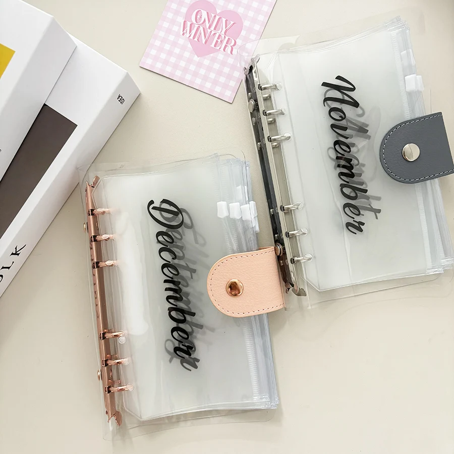 A6 Loose Leaf Monatliche Reißverschlusstasche Bargeld Budget Umschlag Binder Ticket Quittung Aufbewahrungstasche Reichtum Management Geschenkset 1 Abdeckung + 12 – Detail 6