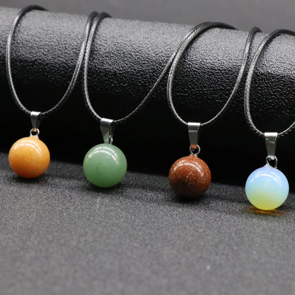 Gemstone Ball Round Shape Healing Chakra Rock Crystal Quartz Stone Small Pendants Charms for DIY Necklace Jewelry Making 14mm