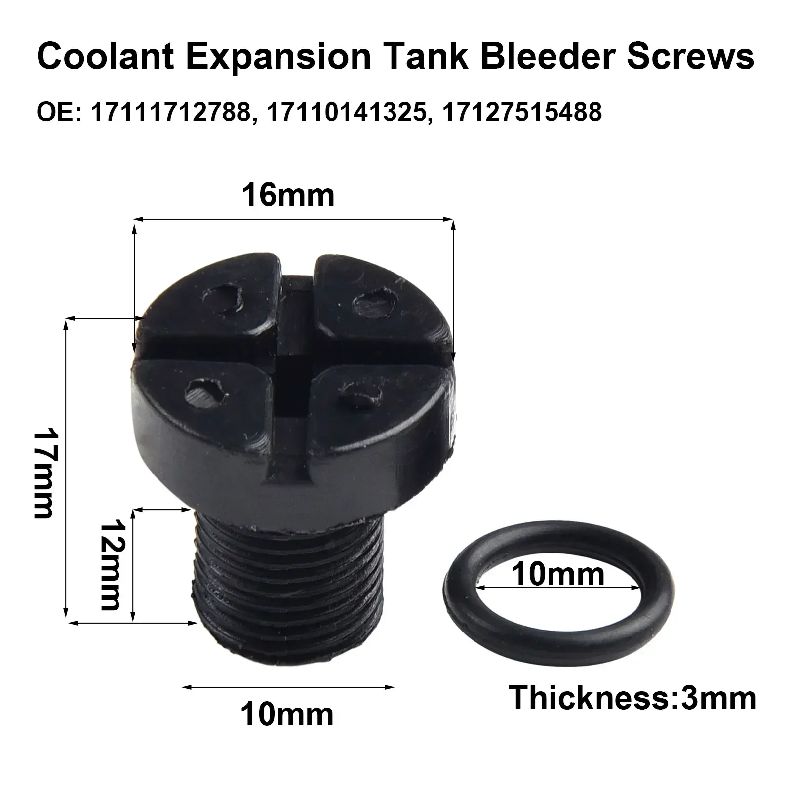 4pcs Car Radiator Expansion Tank Bleed Screws 17x10mm For BMW 1 3 5 7 8 Series X3 E34 E39 E60 E38 E31 17111712788 Accessories