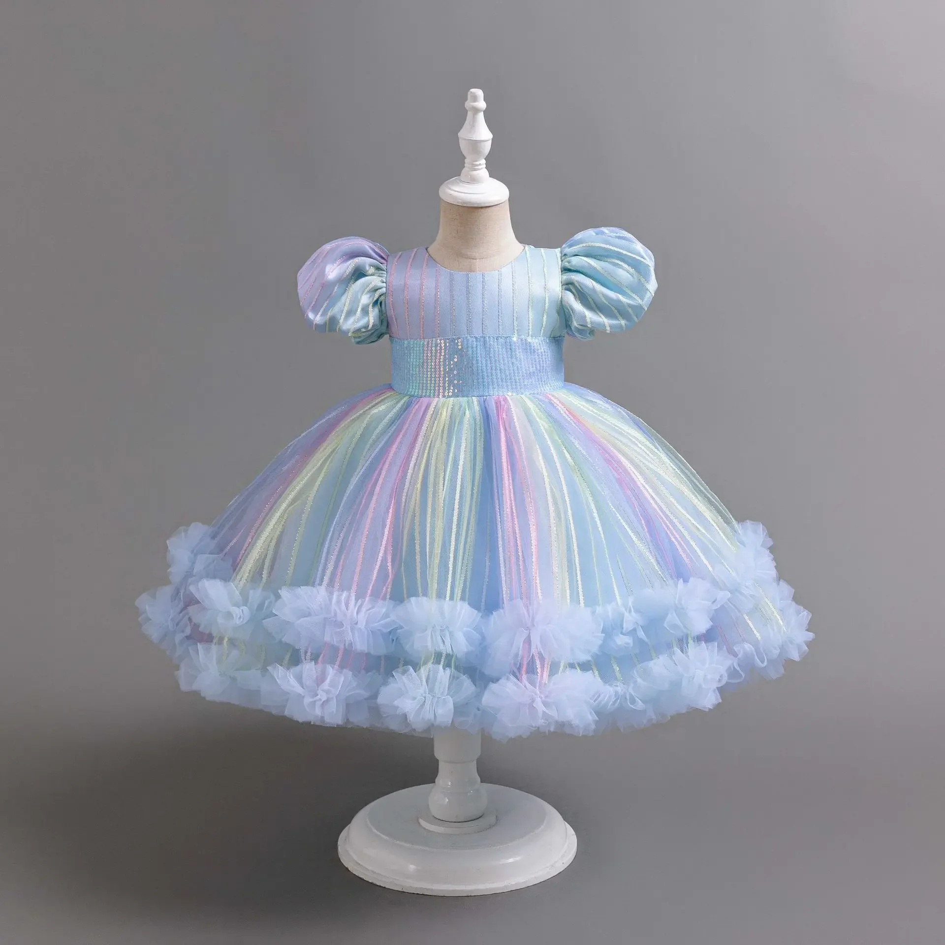 

New Kids Dress Ball Gown Children's Princess Dress for Baby Girl Colorful Tulle Clothing 1-6 Years