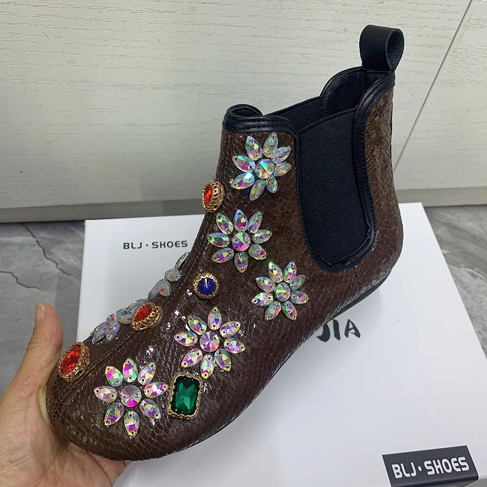 

Fashion Rhinestone Women Boots Plus Size Casual Flat Ankel Boots Antislip Winter Women Shoes Warm Fur Snow Boots Cotton Shoes