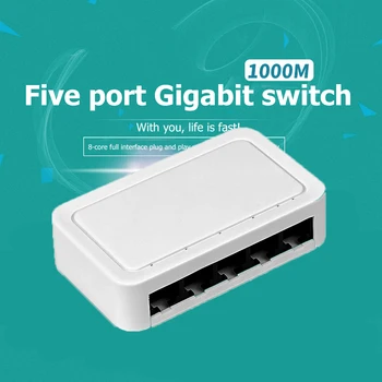 10/100 / 1000 Mbit/s Mini-Gigabit-Netzwerk-Switch 5-Port-Ethernet-Switch Internet-Splitter Desktop RJ45-Hub