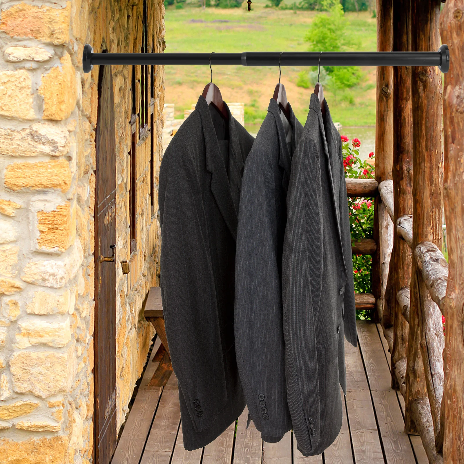 

1pc Retractable Clothes Drying Rod Adjustable Shrinkage For Bathroom Laundry Hotel Nail-Free Storage Pole Aluminum