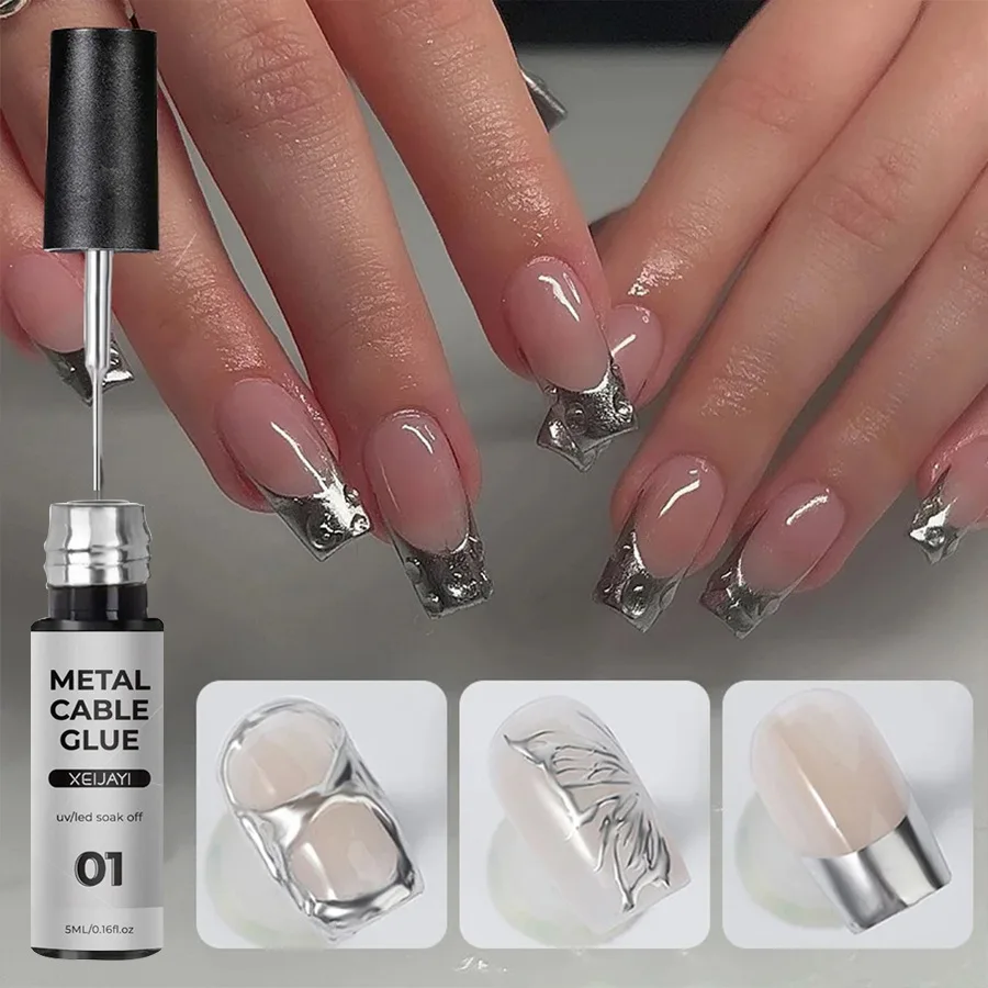 Xeijayi-超高輝度ジェルネイルポリッシュ,プラチナフラッシュ,塗装金属,キラキラ,透明なマニキュアとペディキュアアート