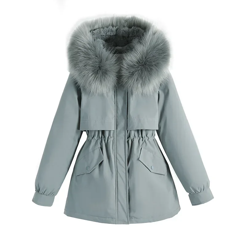 Jaqueta grossa de isolamento feminino, capuz elegante, casaco de inverno, Parkas na moda coreana, roupas femininas, novo, 2023