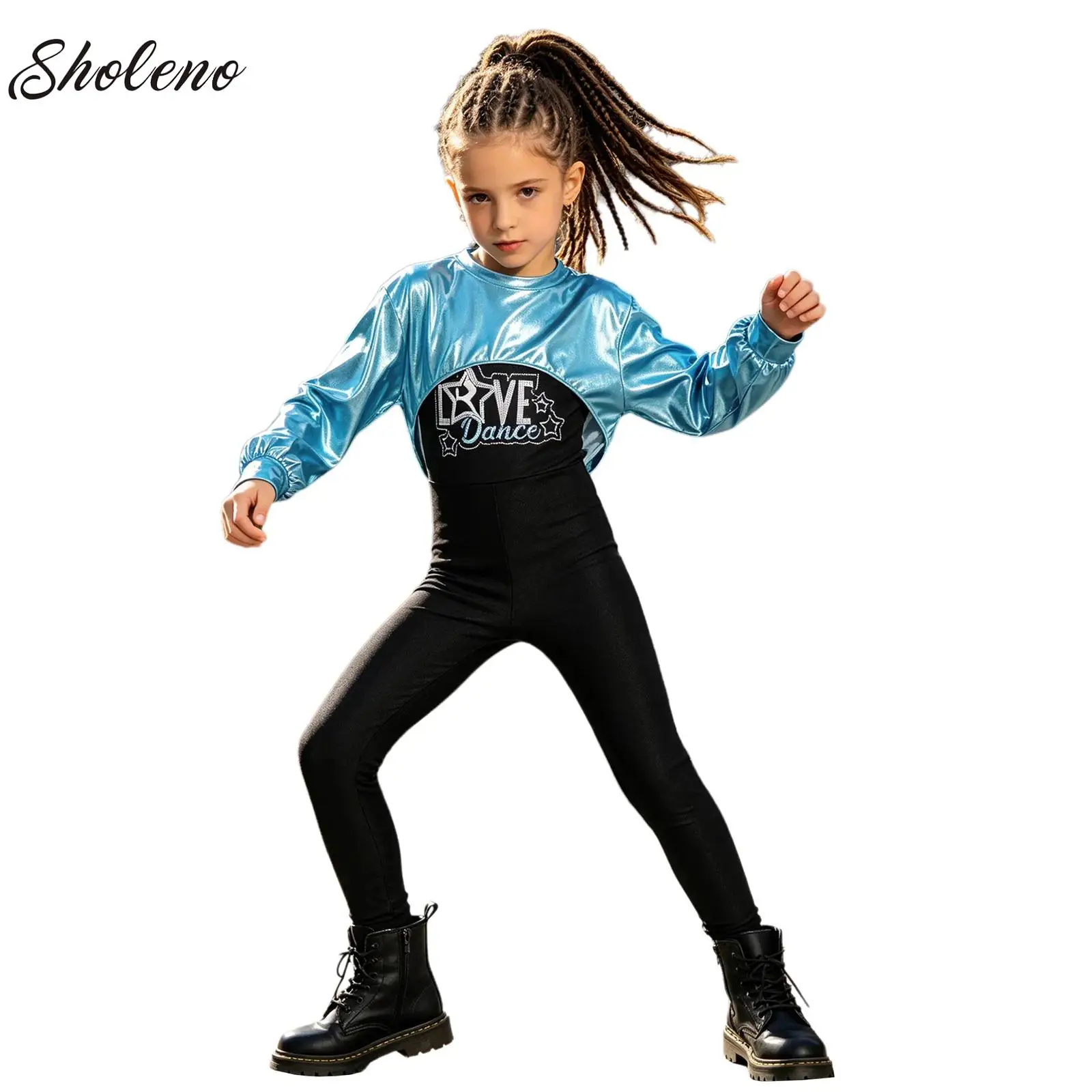 Stage Girls' Fashionable Outfit Jazz Dance Performance Jumpsuit Suit Kids Hip-hop Fashion Costume Cool Children's Runway Wear