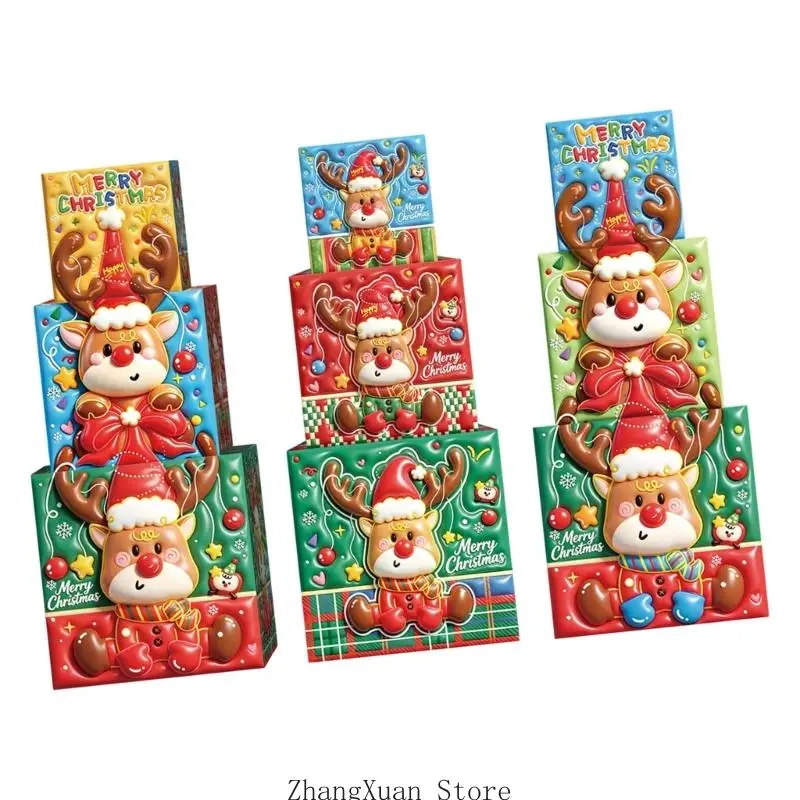 Weihnachtsgeschenkboxen, 3-teiliges Faltschachtel-Set aus Papier für Geschenke 3XUF – Detail 9