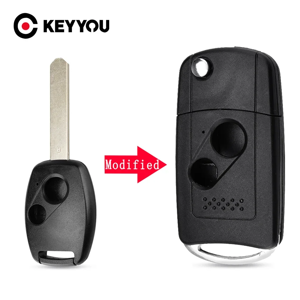 

KEYYOU 2/3/4 Button Folding Modified Car Key Shell Case Housing Case For HONDA Accord Civic CRV Pilot Fit