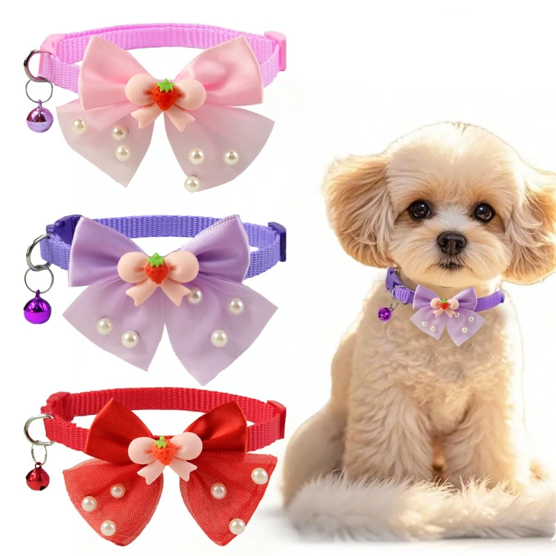 3 قطعة قابل للتعديل الحيوانات الأليفة ربطة القوس فيونكة طوق مع جرس لينة القط الكلب قلادة الأزياء الديكور للقطط الجراء احتفال الحفلات
