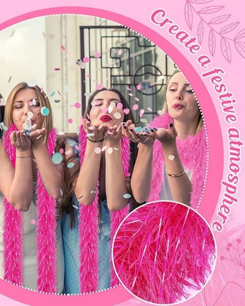 8-24PCS 6.6FT Birthday Feather Boas Artificial Fluffy Boas for Wedding Dancefloor Props Tea Party Supplies