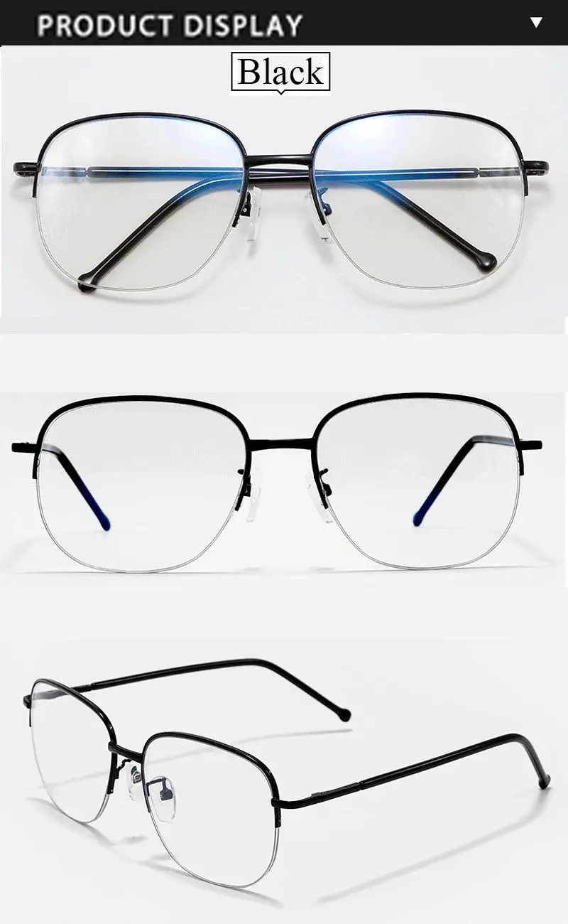 Große Halbrahmen-Lesebrille aus Metall und Titan mit Gleitsichtgläsern für Damen und Herren, Blaulichtfilter und UV-Schutz für Weitsichtigkeit – Detail 8