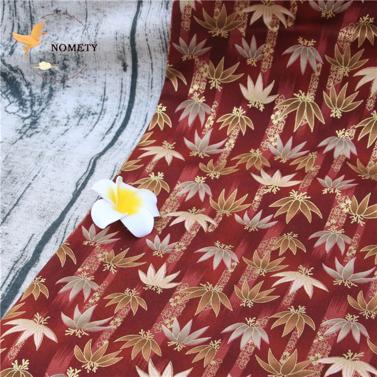 Bronzed Cotton Fabric Plain Printed Bamboo Leaves Patchwork Cloth For Sewing Purses Pillowcase Tablecloth DIY 145*50cm