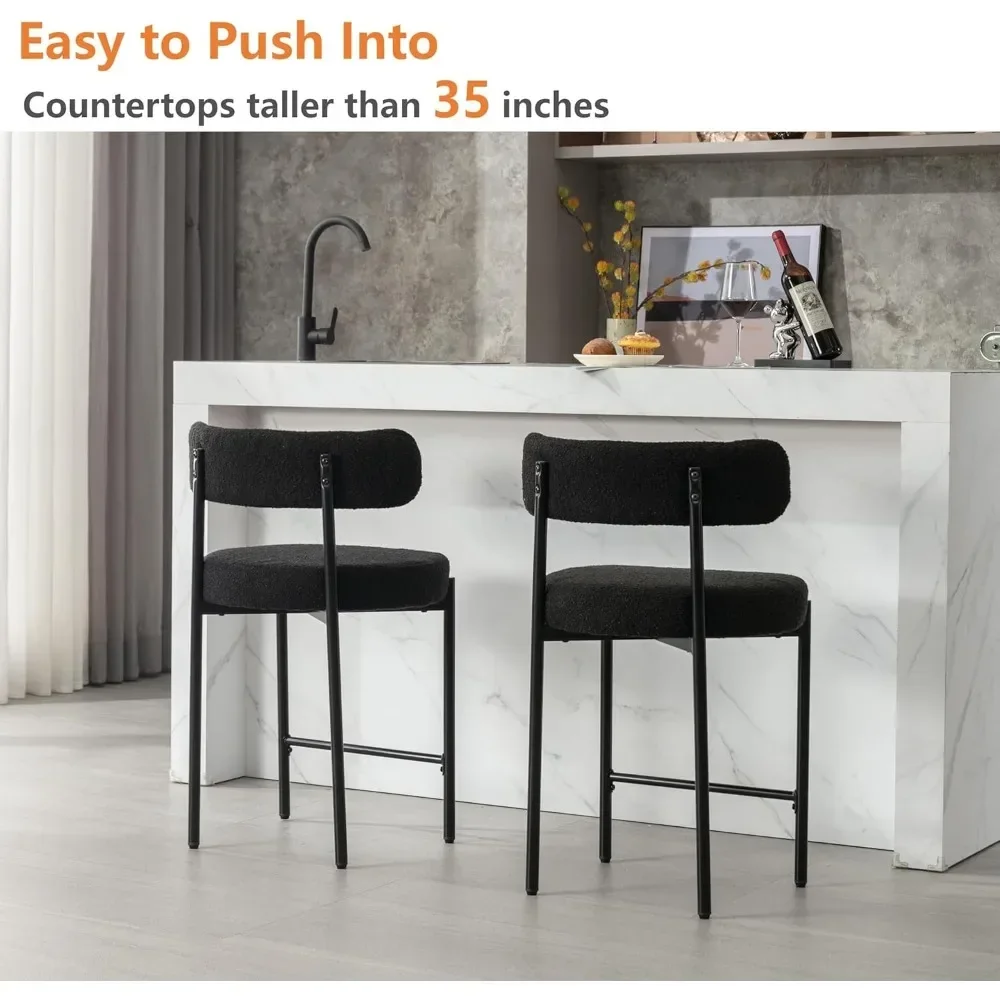 High Quality Counter Stools Set of 3, Black Bar Stools with Backs, for Kitchen Island/Kitchen Counter