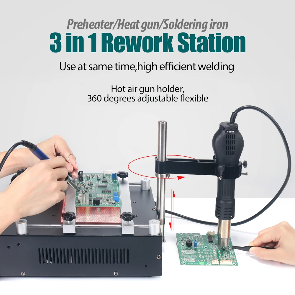 Imagem -03 - Estação de Solda Programável Estação de Desoldering Bga Hot Air Gun Ferro de Solda se 907i 853aaa Mais 1200w em 1