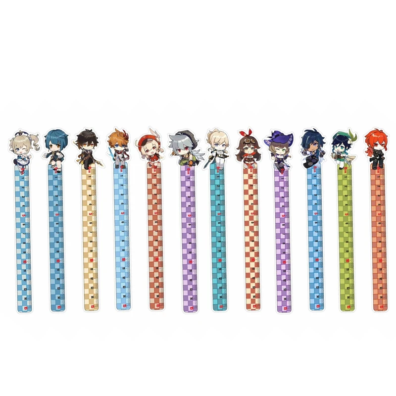 Genshin Impact Rulers Straight Ruler Keqing Klee Barbatos Kawaii Stationery Student Drafting Supplies School Supply