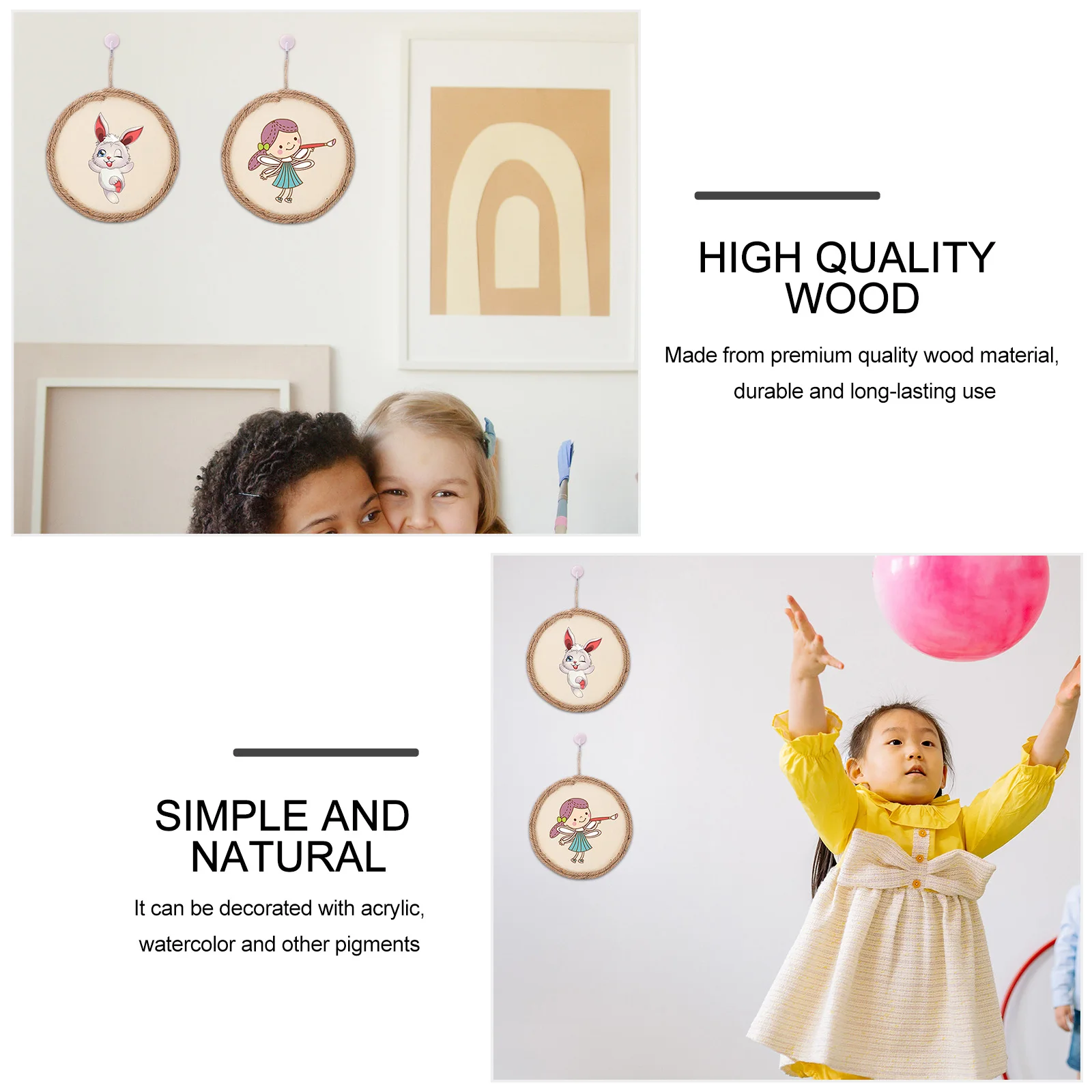 

3pcs Wooden Picture Frames Diy Handmade Natural Durable Blank Photo Holders For Decoration Bedroom Living Room Gift Kids Drawing
