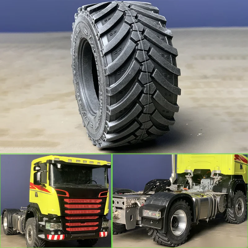 Maßstab 1:14 2 Stück Simulation Fischgrätenreifen Kiesreifen für Tamiya RC Truck SCANIA 770S R620 VOLVO BENZ Arocs MAN TGX Auto
