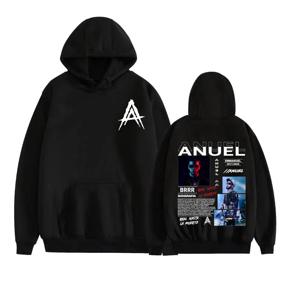 Rapper Anuel AA Real Hasta La Muerte 2025 Graphic Hoodie Men Women Fashion Hip Hop Harajuku Pullover Long Sleeve Sweatshirt Tops