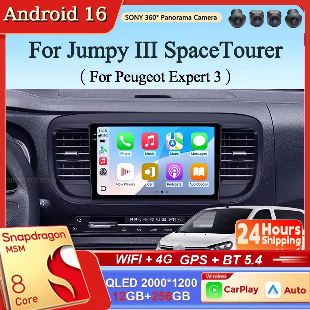 Android 16 CarPlay&Auto für Citroen Jumpy III 3 SpaceTourer 1 für Peugeot Expert 3 2016 2017 2018 - 2021 Autoradio Stereo GPS 4G
