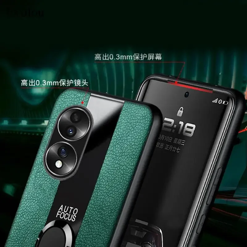 Plexiglass PU leather Case For Huawei Honor 70 lite 5G 60 50 SE 90 80 200 Smart Magnetic Metal Ring Holder shockproof Soft Cover