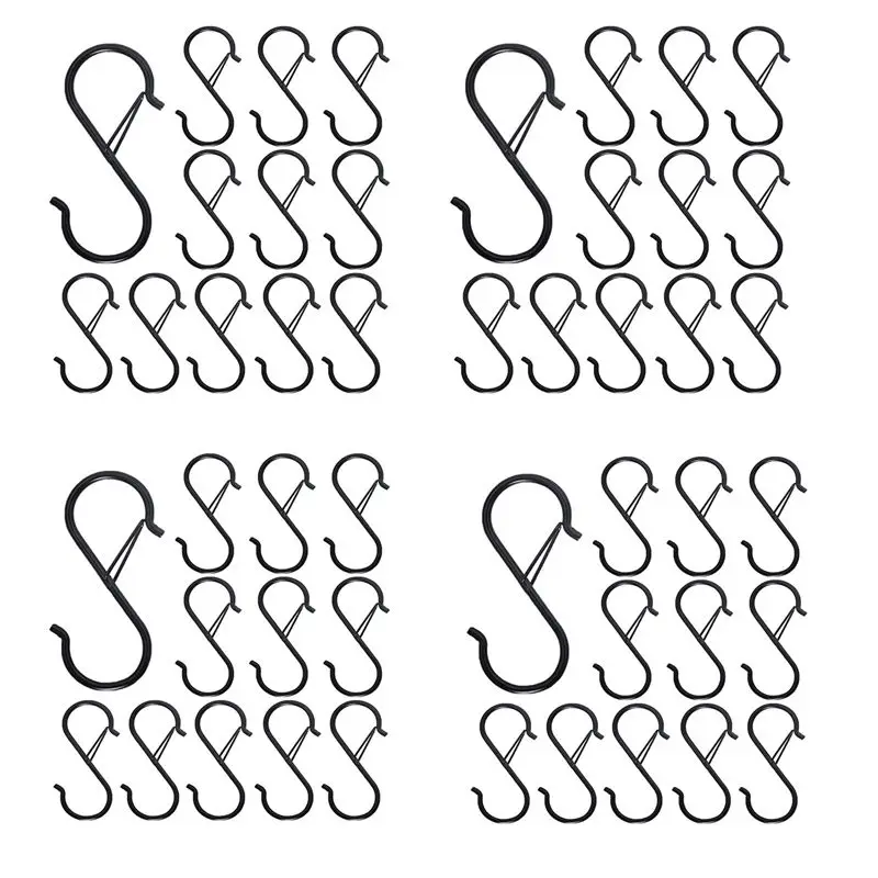 ABXF-48PCS S Hooks For Hanging - S Shaped Hooks For Kitchen Utensil And Closet Rod - Black S Hooks For Hanging Plants,Pots