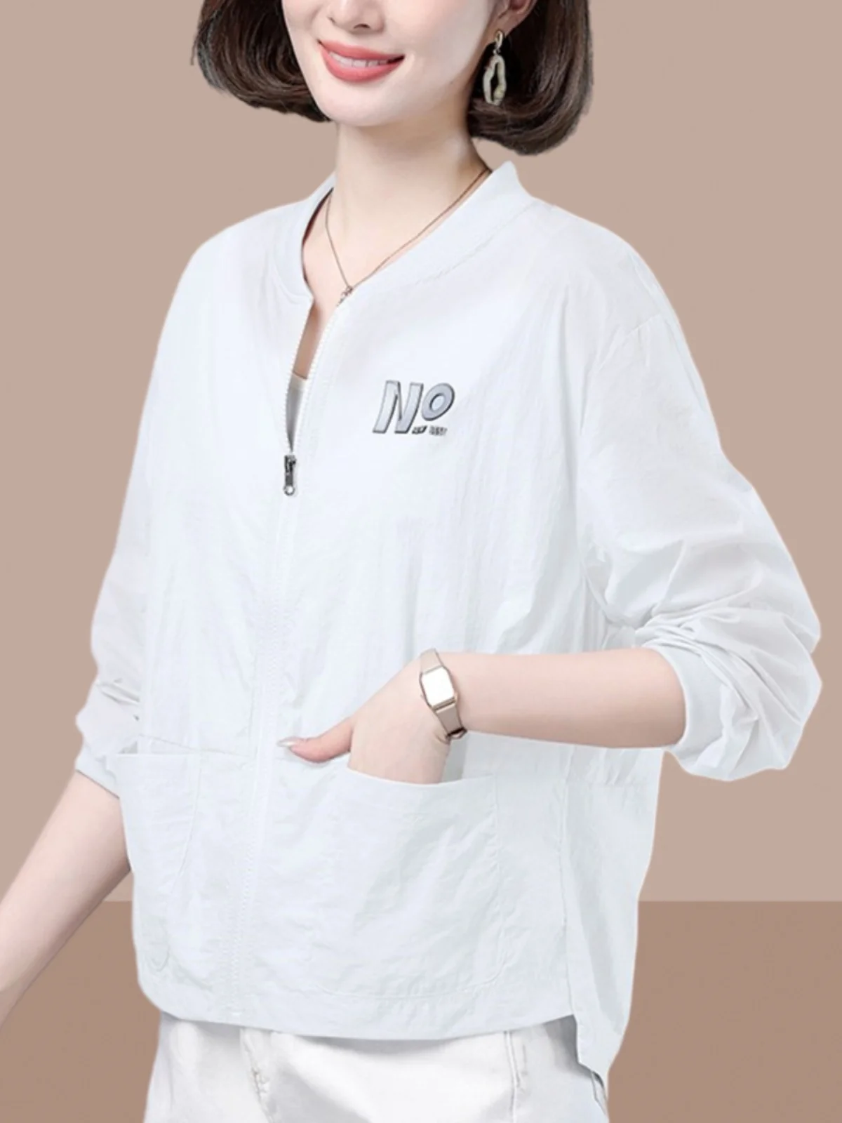 Lightweight Casual Women's ort Sve Sun Protection Jaet Sli Summer New Loose Faionable Outerwear Commute Sle