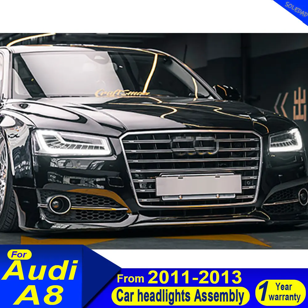 

Автомобильные аксессуары: фары для Audi A8 2011-2013, A8L, светодиодные фары с динамическими сигналами, дневными ходовыми огнями, ближним и дальним светом.