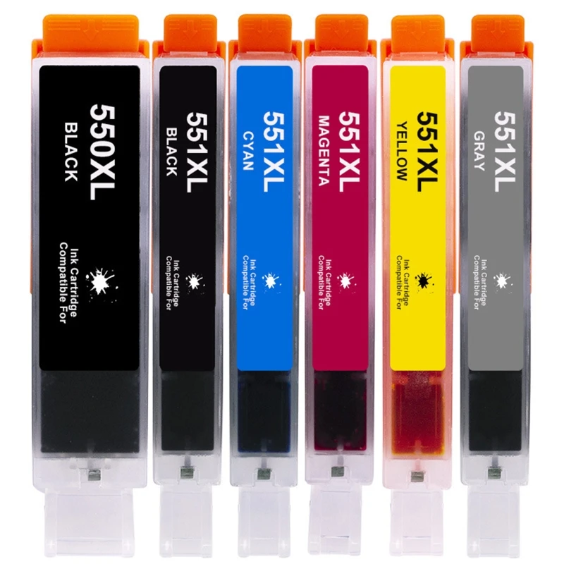 550XL 551XL Ink Cartridges Replacement for Canon PGI-550 CLI-551 Compatible for PIXMA IP7250 IP8750 MX925 MG5650 IX6850