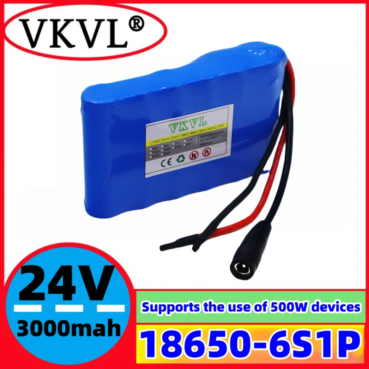 2024 New 24V3000mAh25.2V6S1P18650 Lithium Battery Electric Toy Monitoring Equipment Power Tool Lithium ion Battery Pack+Charger