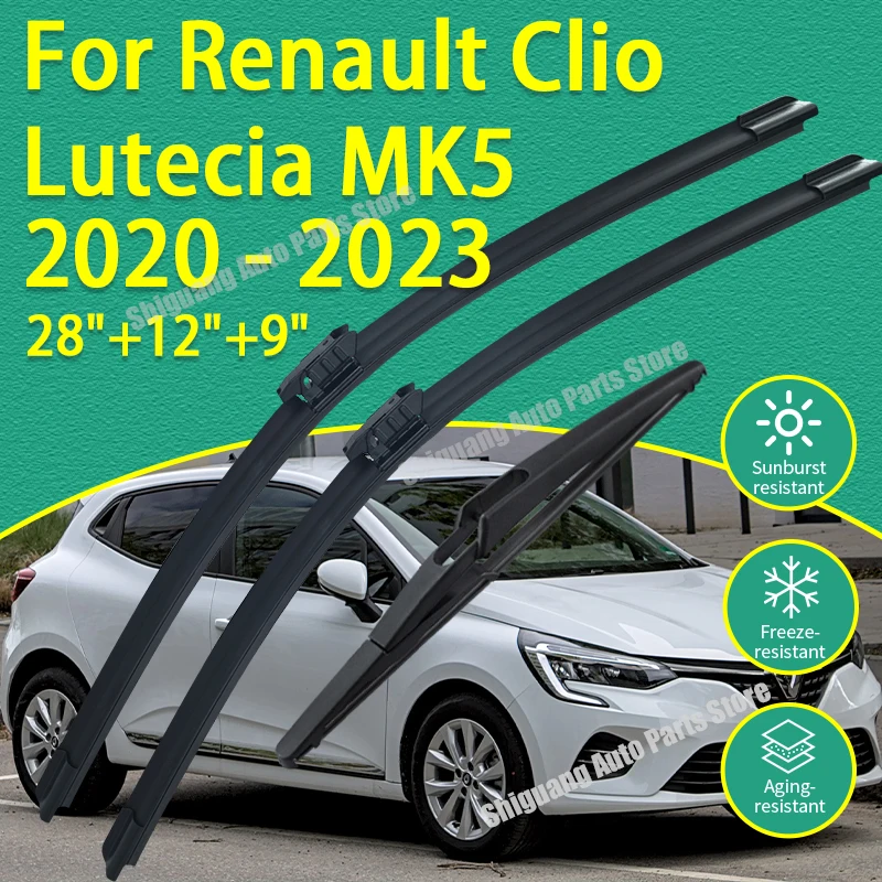 

For Renault Clio Lutecia MK5 V BF BJA 2020 - 2023 Front Rear Silicone Coating Wipers Car Wiper Windshield Windscreen Accessories