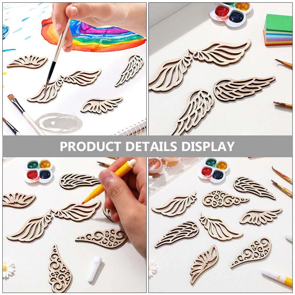 40 قطعة قواطع الجناح الخشبية شرائح خشبية فارغة لم تنته DIY بها بنفسك الحرف اللوحة تلوين زينة عيد الميلاد حفل زفاف
