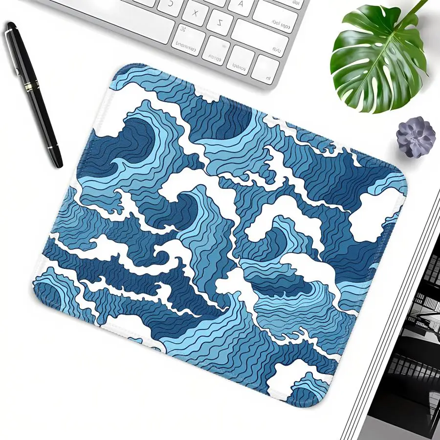 

Cartoon Ocean Waves Mouse Pad Computer Laptop Pad Desk accessories Keyboard Mouse Pad office Pad Game Console Pad rubber