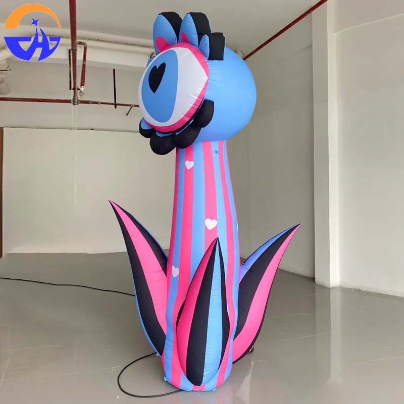 Modelos de aire de plantas y flores de un solo ojo de dibujos animados inflables personalizados: accesorios de decoración al aire libre para centros comerciales