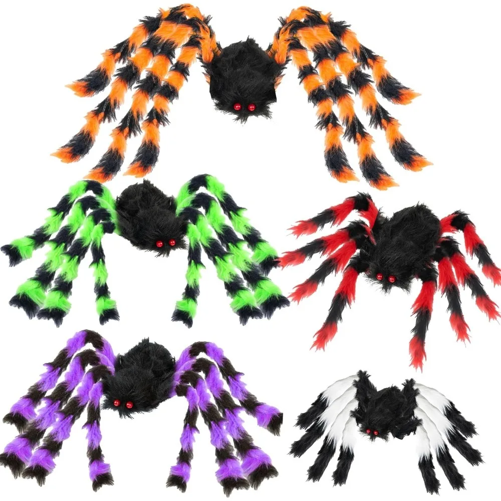 

Halloween Spiders Decoration Set, Realistic Giant Spiders, Hairy Plush Colored Large Indoor/Outdoor Prop