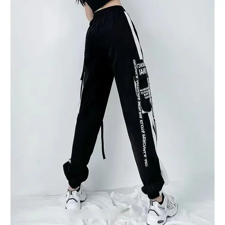 New Fashion Women Cargo Pants High Waist Loose Sport Trouser Streetwear Clothing Harajuku Casual Black Pant Y22