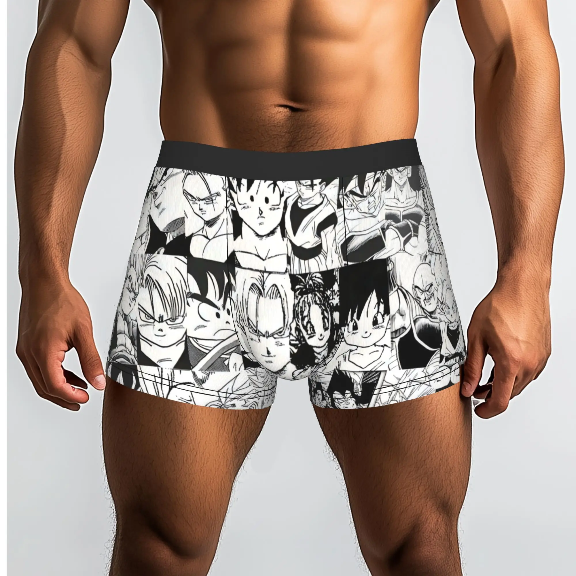 Black and White Character Collage Dragon Ball Underpants Homme Panties Male Underwear Comfortable Shorts Boxer Briefs