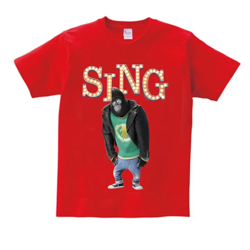 Youth Sing Movies T-shirt Sing Kids Party Shirt Johnny Gorilla Shirt Children\'s Summer T-shirt Boys Girls Youth Boys Shirt