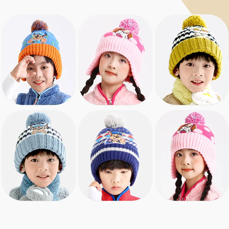 Genuine PAW Patrol Chase Skye Marshall Children Cartoon Cap Animation Boy Girl Winter Ear Protection Beanies Hat Breathable Caps
