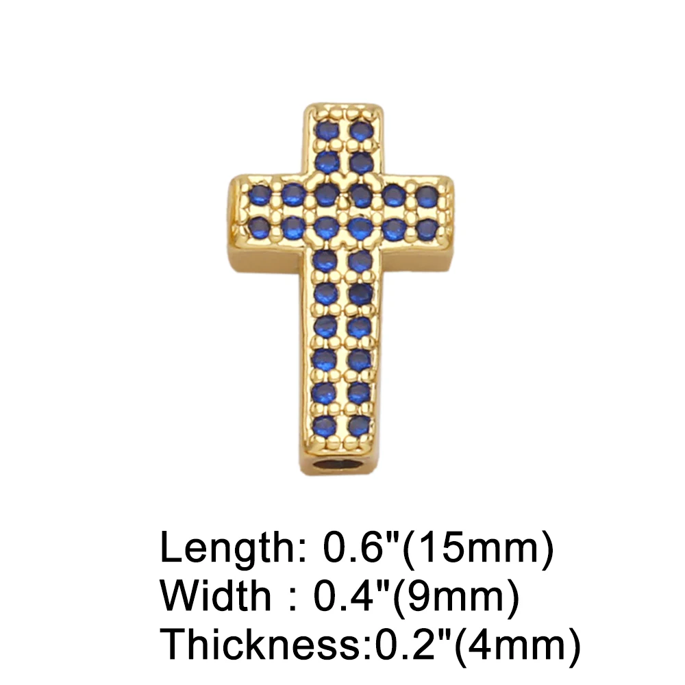 OCESRIO Multiple Color Small Cross Charms for Bracelete CZ Copper Gold Plated Jewelry Making Accessories Wholesale chma167