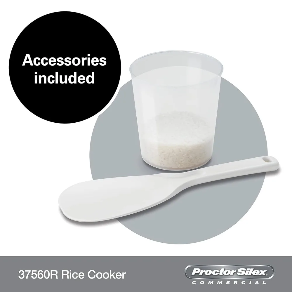 Rice Cooker/Warmer, 60 Cups Cooked Rice, Non-Stick Pot, Hinged Lid, Stainless Steel Housing