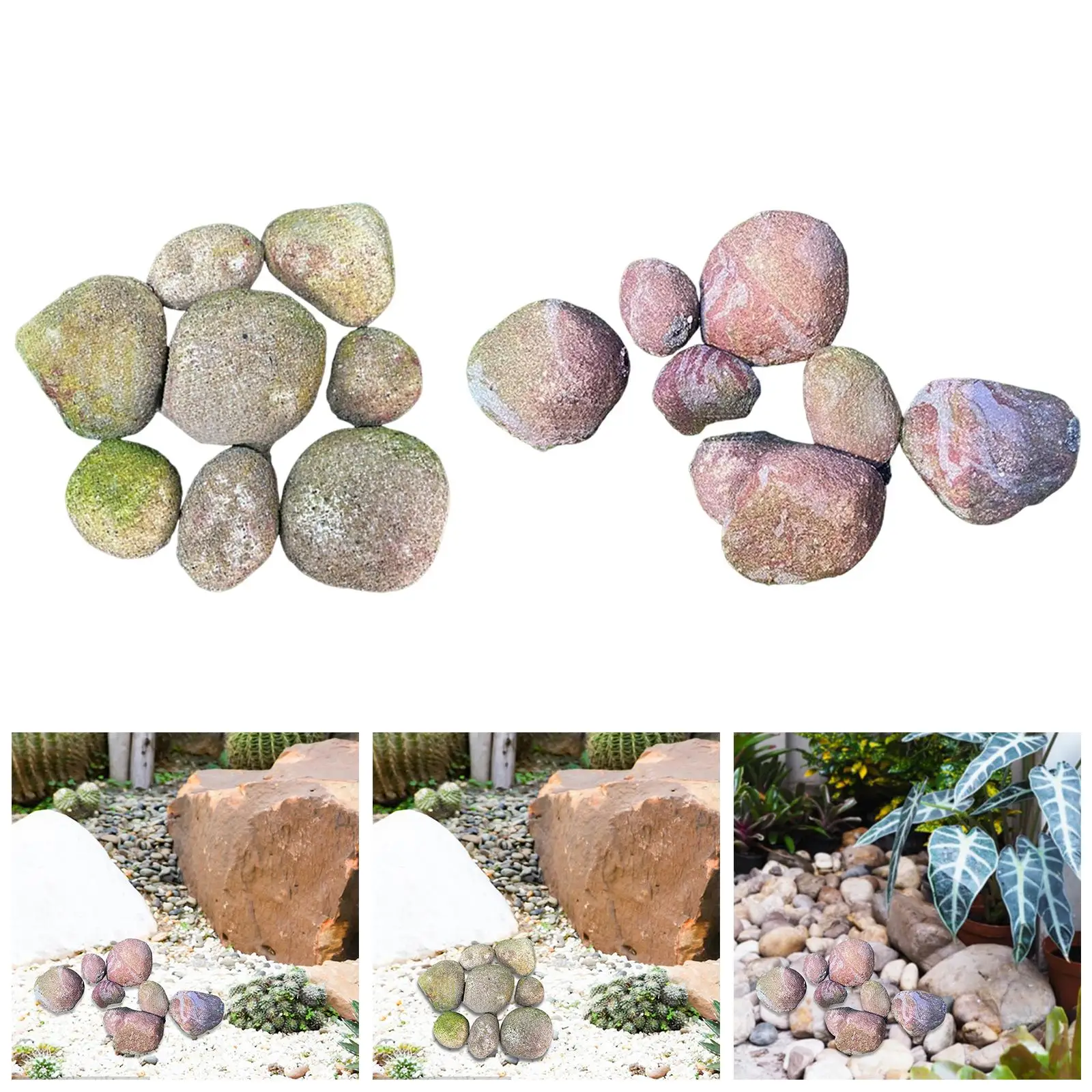 

8 Pieces Artificial Rocks Realistic Foam Decoration Versatile Lightweight Miniature for Aquarium Office Indoor Backyard Hotel