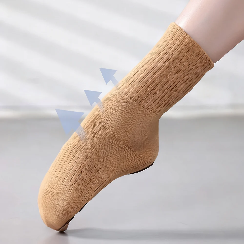 ถุงเท้าเต้นรำกันลื่นสำหรับผู้หญิงและเด็กผู้หญิง ถุงเท้าเต้นรำสมัยใหม่ ถุงเท้าผ้าฝ้ายแบบกลางข้อ ถุงเท้าบัลเลต์มืออาชีพ ถุงเท้าโยคะ ถุงเท้าสำหรับฝึกซ้อมในร่ม