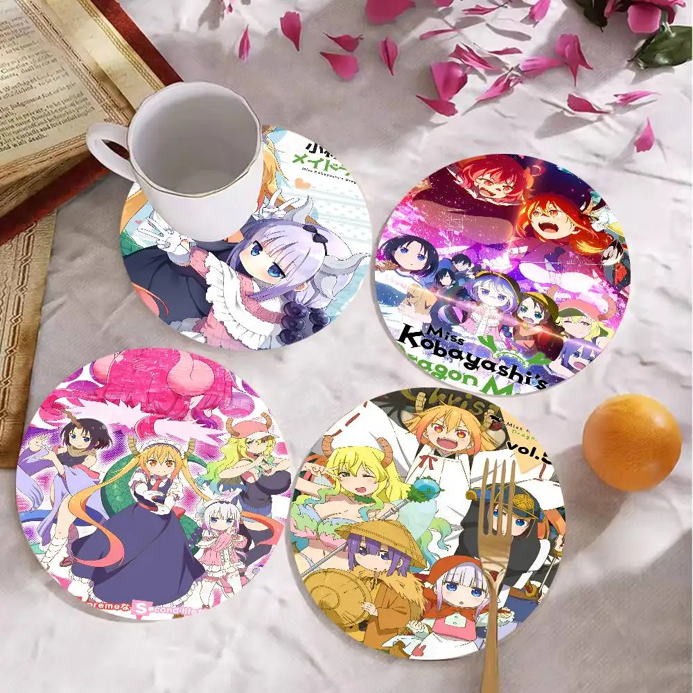 

Anime Miss Kobayashi's Dragon Maid Themed Wooden Coaster Non-Slip Heat-Resistant Fun Dining Table Decoration Cafe Restaurant