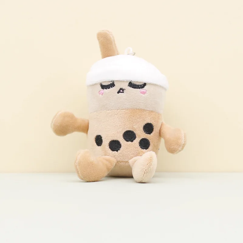 LLavero bamba Boba té de la leche perla burbuja marrón blanco almohada muñeco de peluche taza de té de la leche juguetes llavero mochila colgante