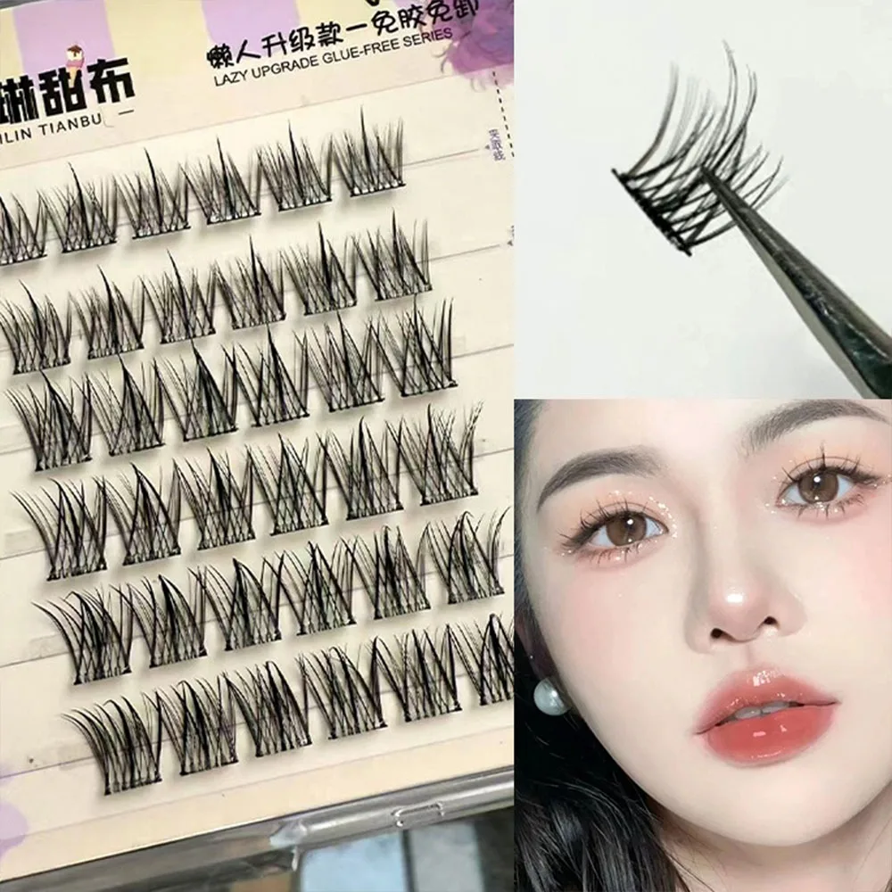 

Fashion 3D Self-Adhesive Eyelashes with Jelly Glue Strips Glue Free Manga Lashes DIY Nude Makeup False Eyelashes Party Supplies